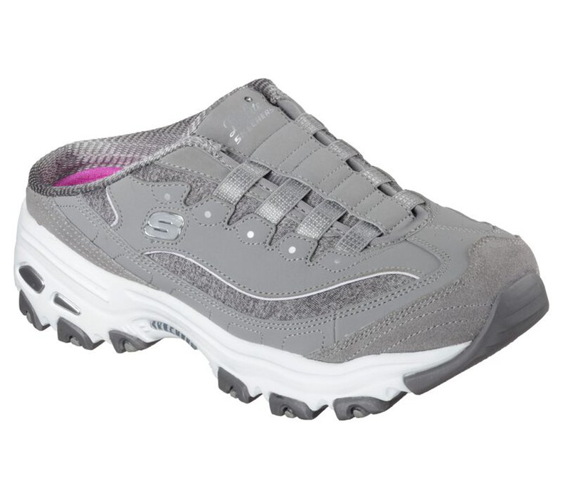 Skechers Dam Grå/Vita Slip On - D'lites - Resilient - Sverige (MWXGY-2690)